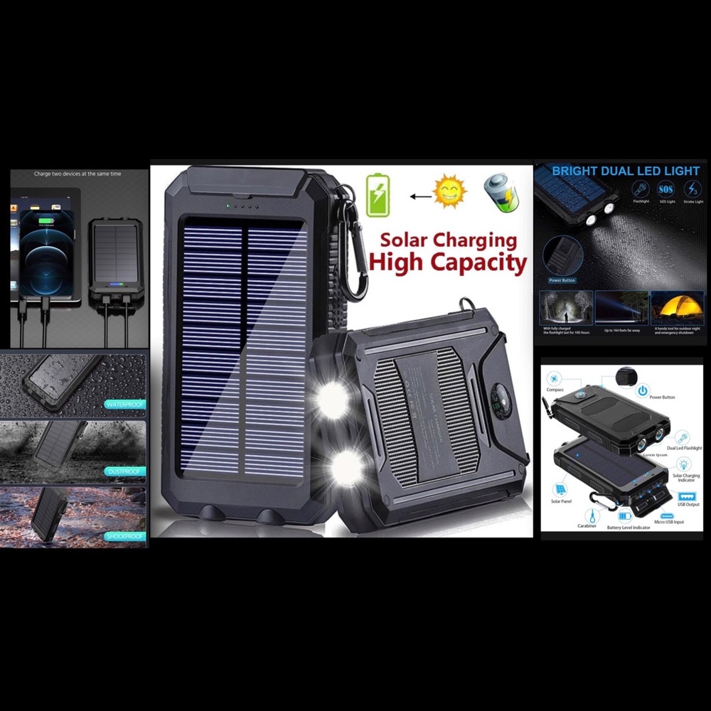 2023 Super Powerful USB Portable Charger Solar Power Bank Cell Phone & Laptop